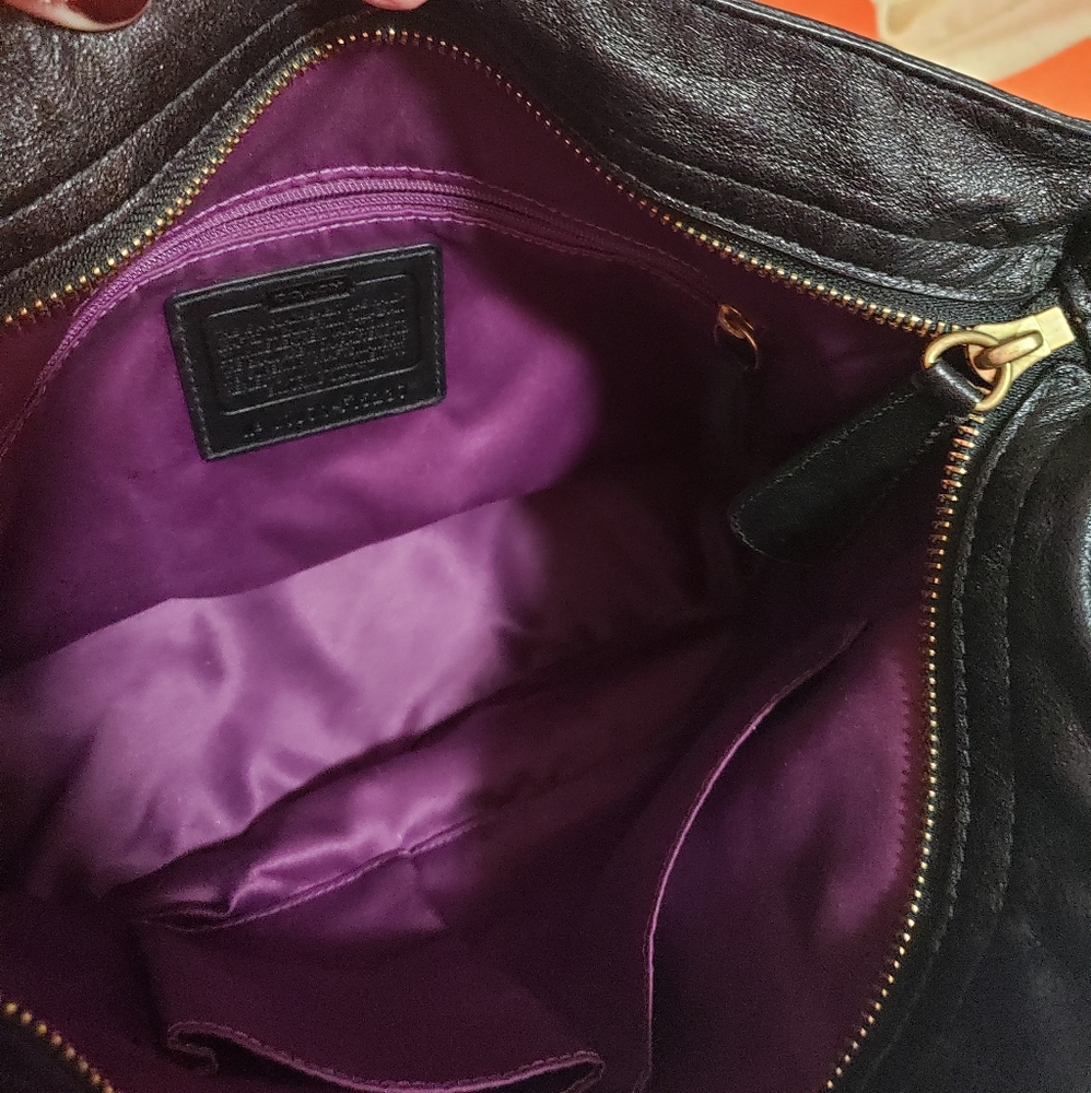 Coach Black Leather Shoulder Bag with Gold Studs! Rare Find! EUC - Picture 2 of 3